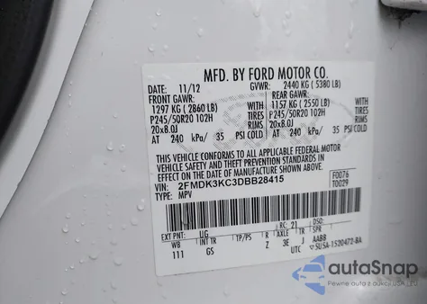 2013 Ford Edge Limited from USA, damaged, VIN 2FMDK3KC3DBB28415